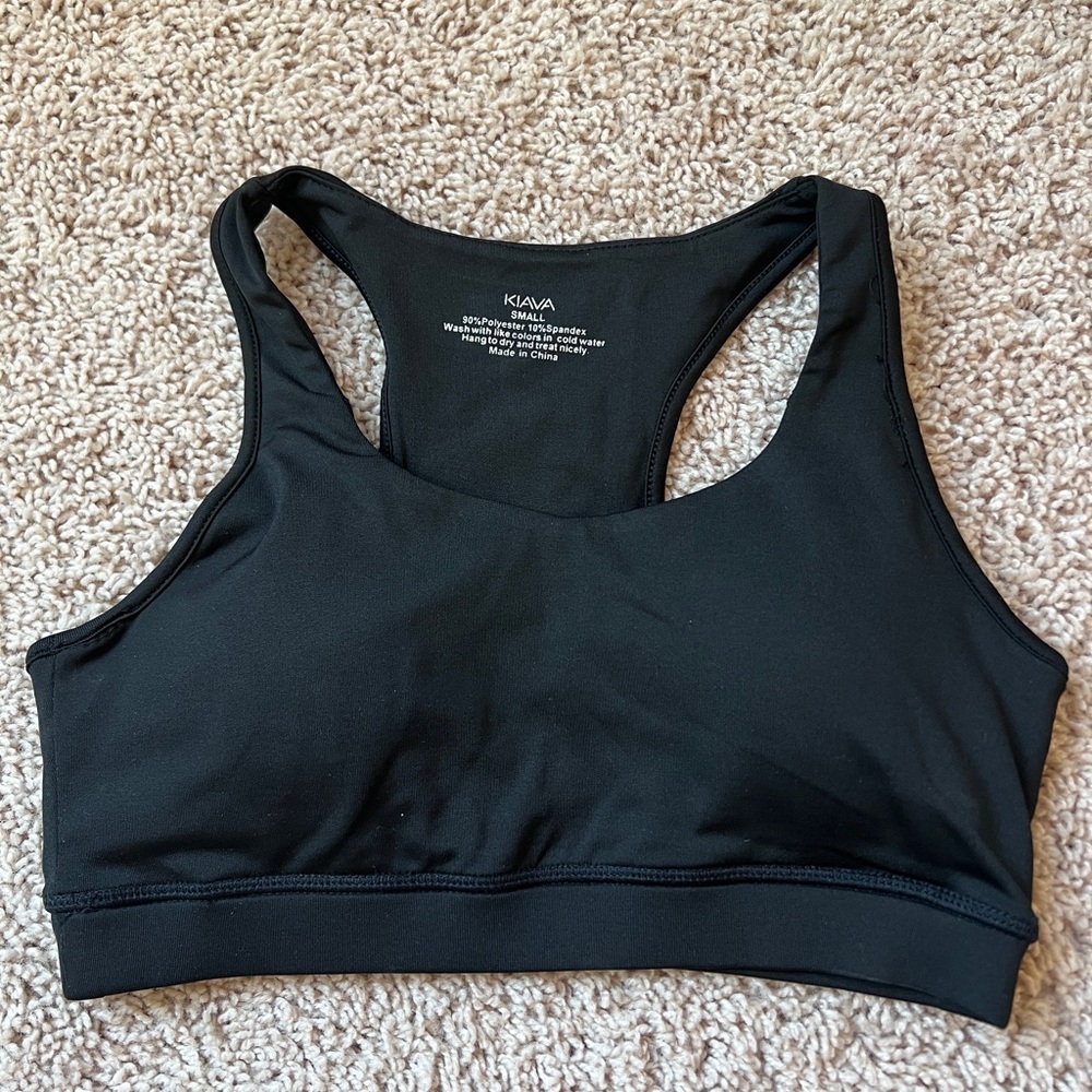 Kiava black runners bra with pocket